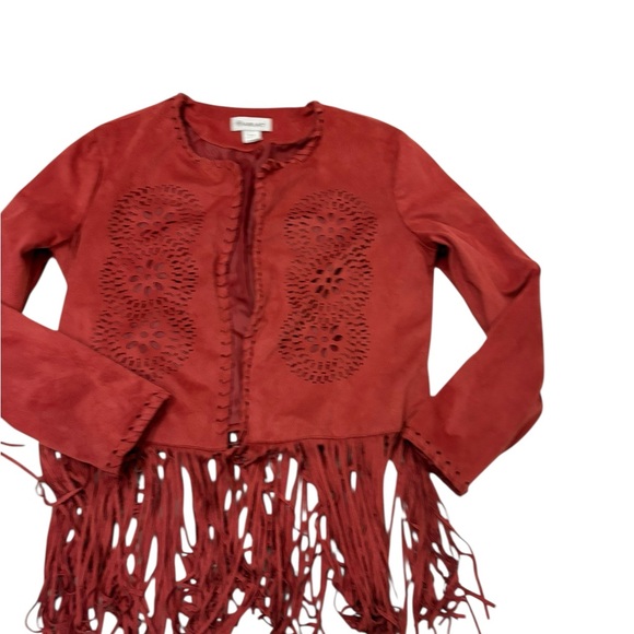 Ariat Women's Size M. Faux Suede Red/Rust Fringe Jacket Western Rodeo Concert - Picture 2 of 6